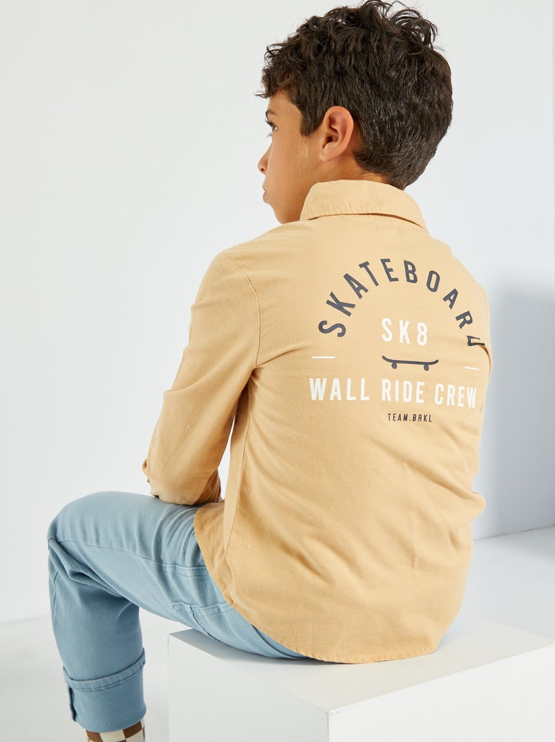 Camisa 'Skatebord' em algodão CASTANHO - Kiabi