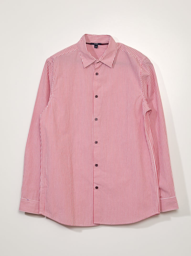 Camisa slim às riscas VERMELHO - Kiabi