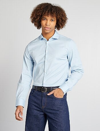 Camisa slim com colarinho italiano
