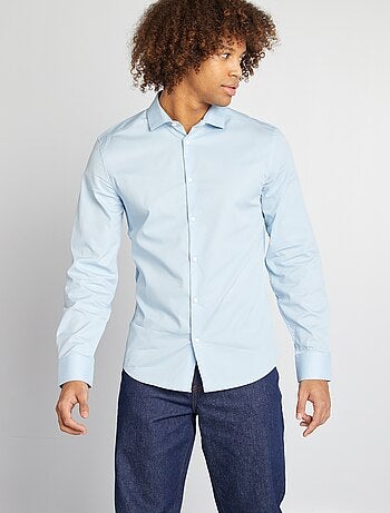 Camisa slim com colarinho italiano