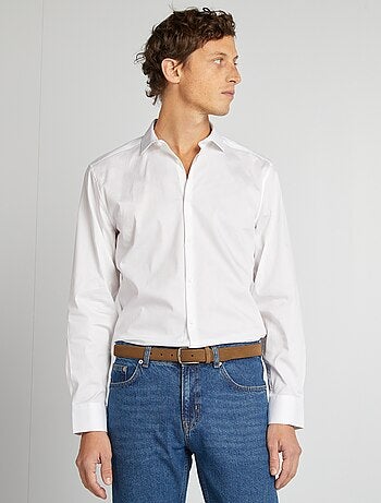 Camisa slim com colarinho italiano