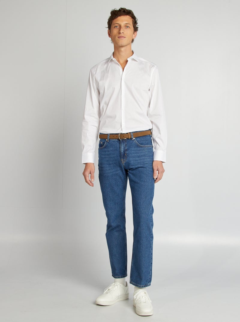Camisa slim com colarinho italiano BRANCO - Kiabi