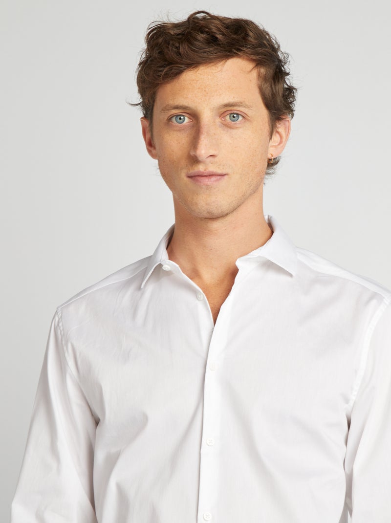 Camisa slim com colarinho italiano BRANCO - Kiabi
