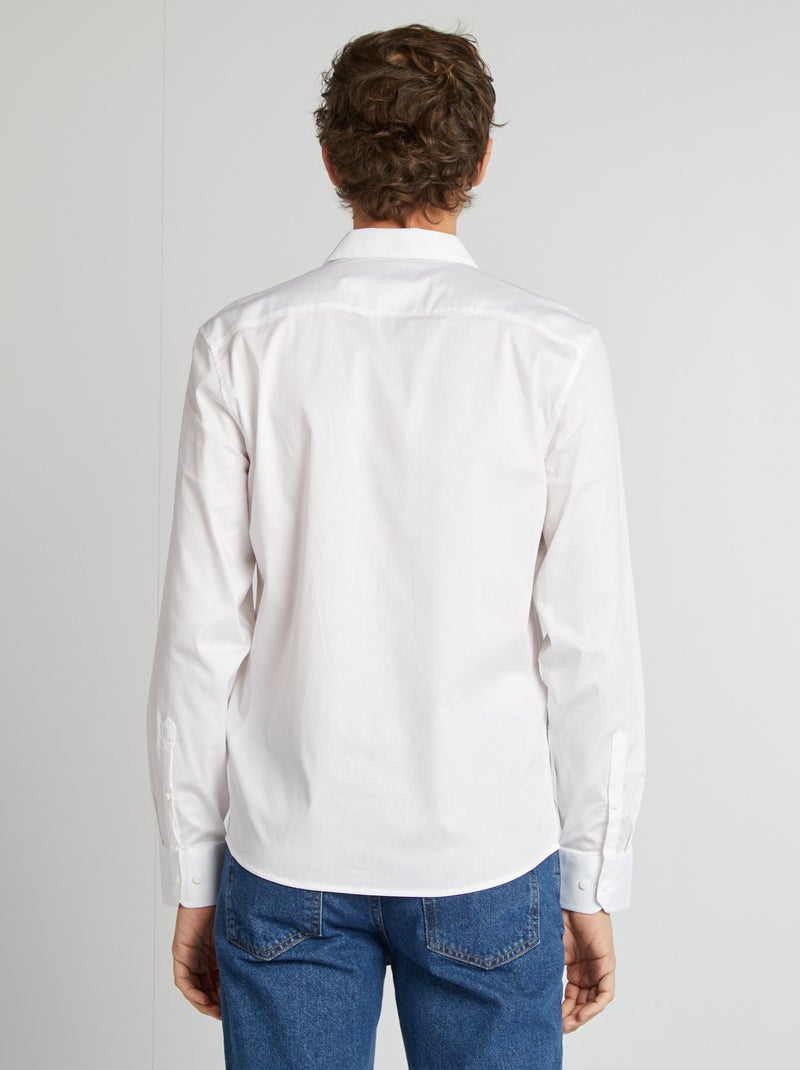 Camisa slim com colarinho italiano BRANCO - Kiabi