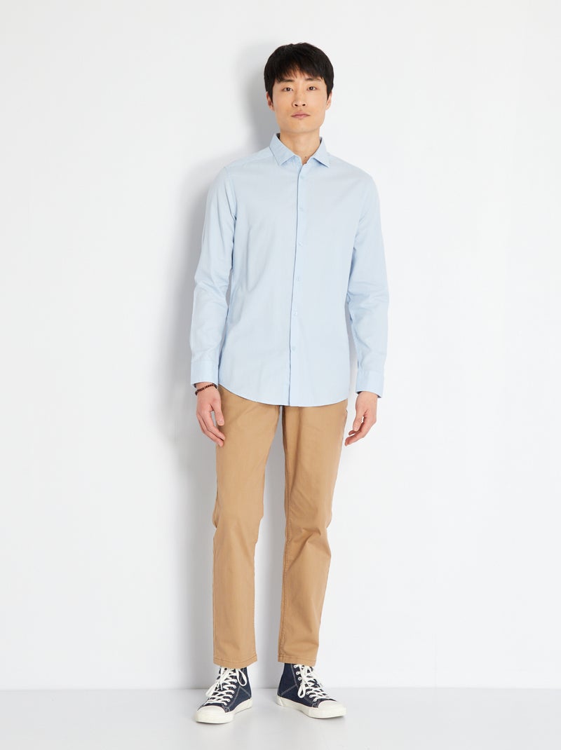 Camisa slim com micromotivos AZUL - Kiabi