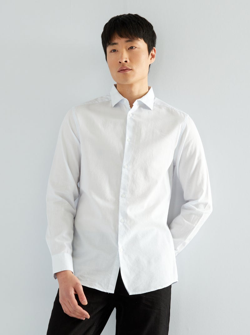 Camisa slim com micromotivos Branco - Kiabi