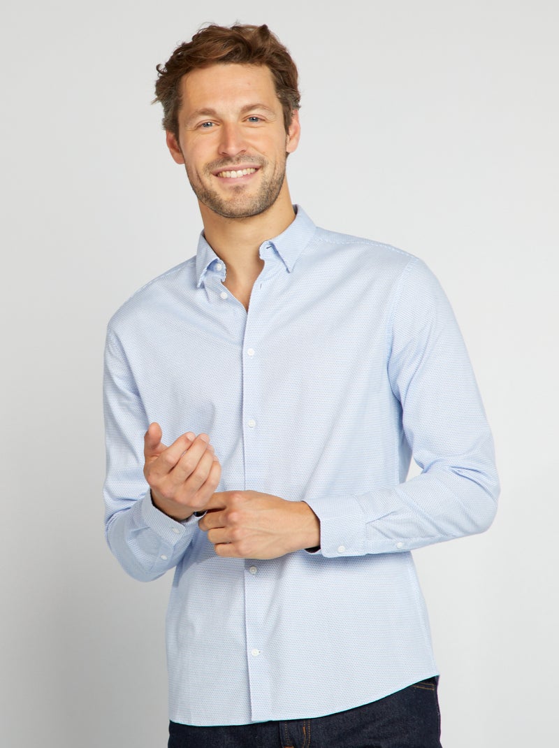 Camisa slim dobby BRANCO - Kiabi