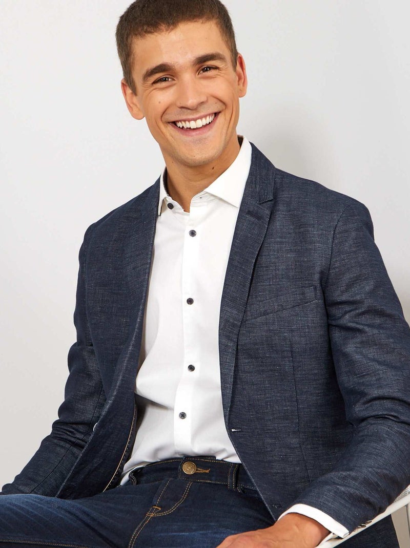 Camisa slim elástica Branco - Kiabi