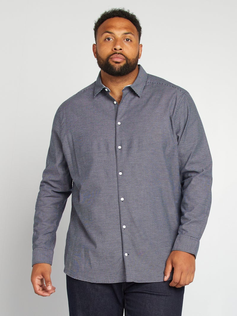 Camisa slim pontilhada AZUL - Kiabi