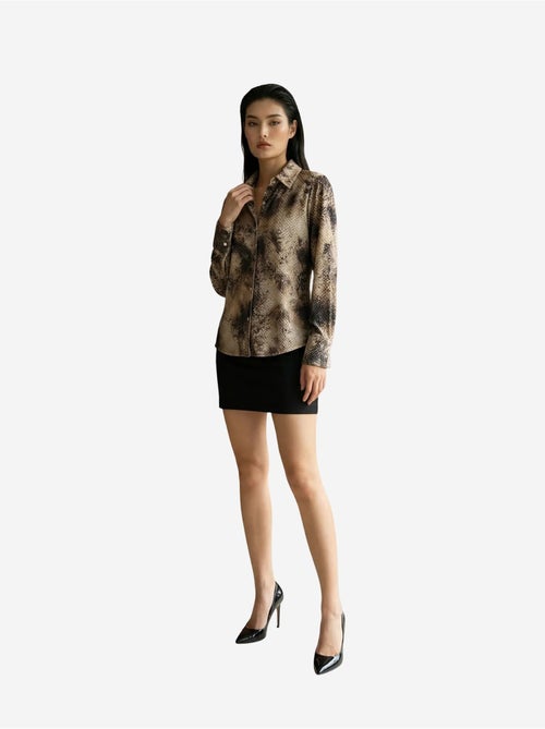 Camisa tecida em cetim com estampado de cobra my fashion - Kiabi