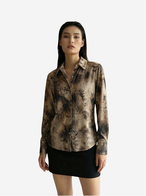 Camisa tecida em cetim com estampado de cobra my fashion - Kiabi