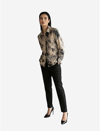 Camisa tecida em cetim com estampado de cobra my fashion