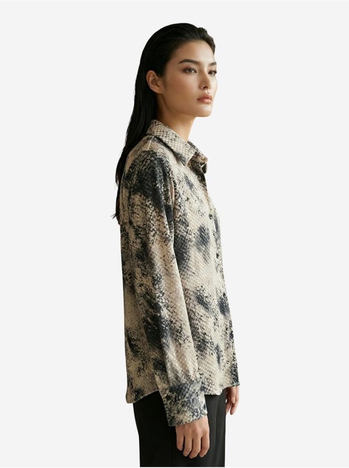 Camisa tecida em cetim com estampado de cobra my fashion - Kiabi