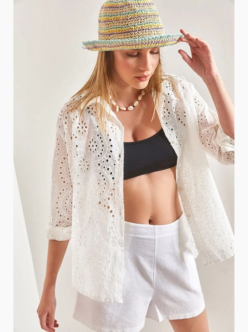Camisa tecida em renda bordada lucci - Kiabi Camisa tecida em renda bordada lucci - Kiabi