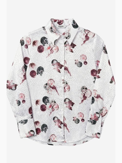 Camisa texturada com estampado abstrato e fecho de botões my fashion - Kiabi