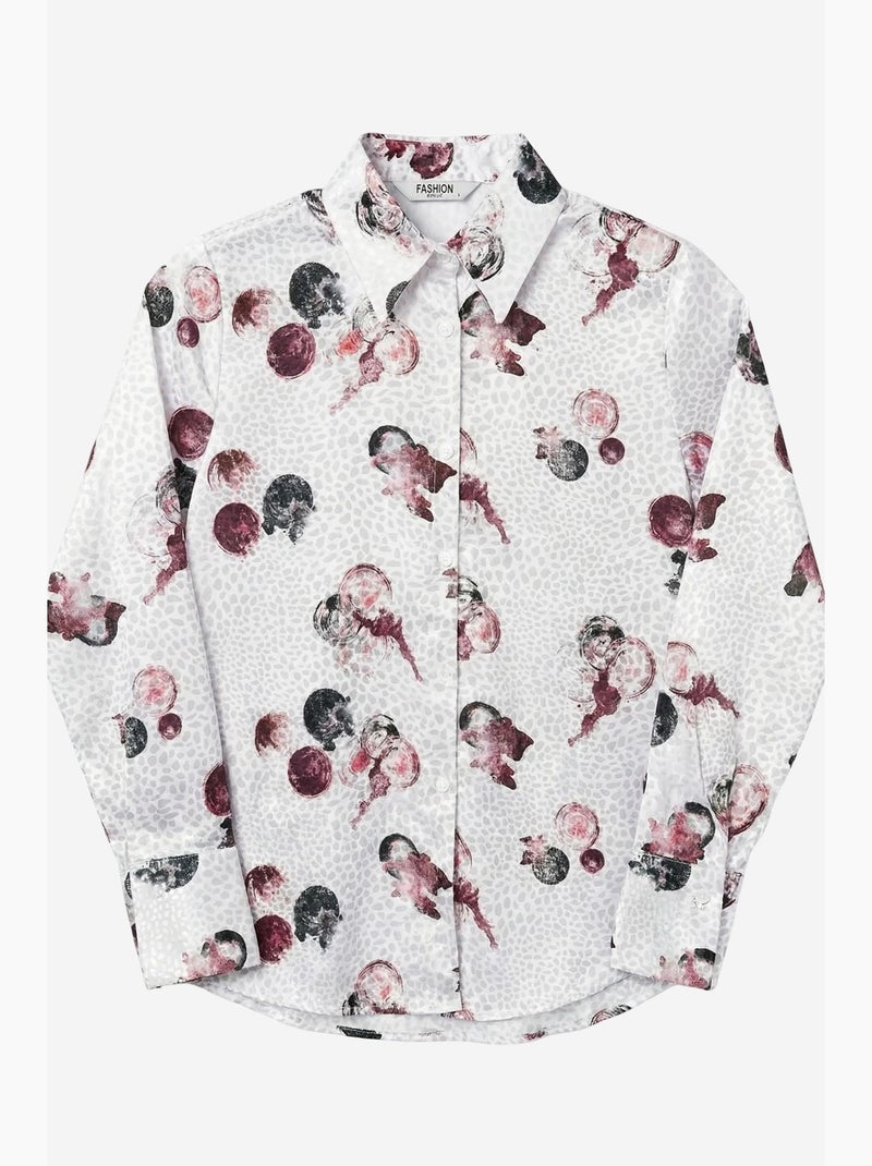 Camisa texturada com estampado abstrato e fecho de botões my fashion Branco - Kiabi