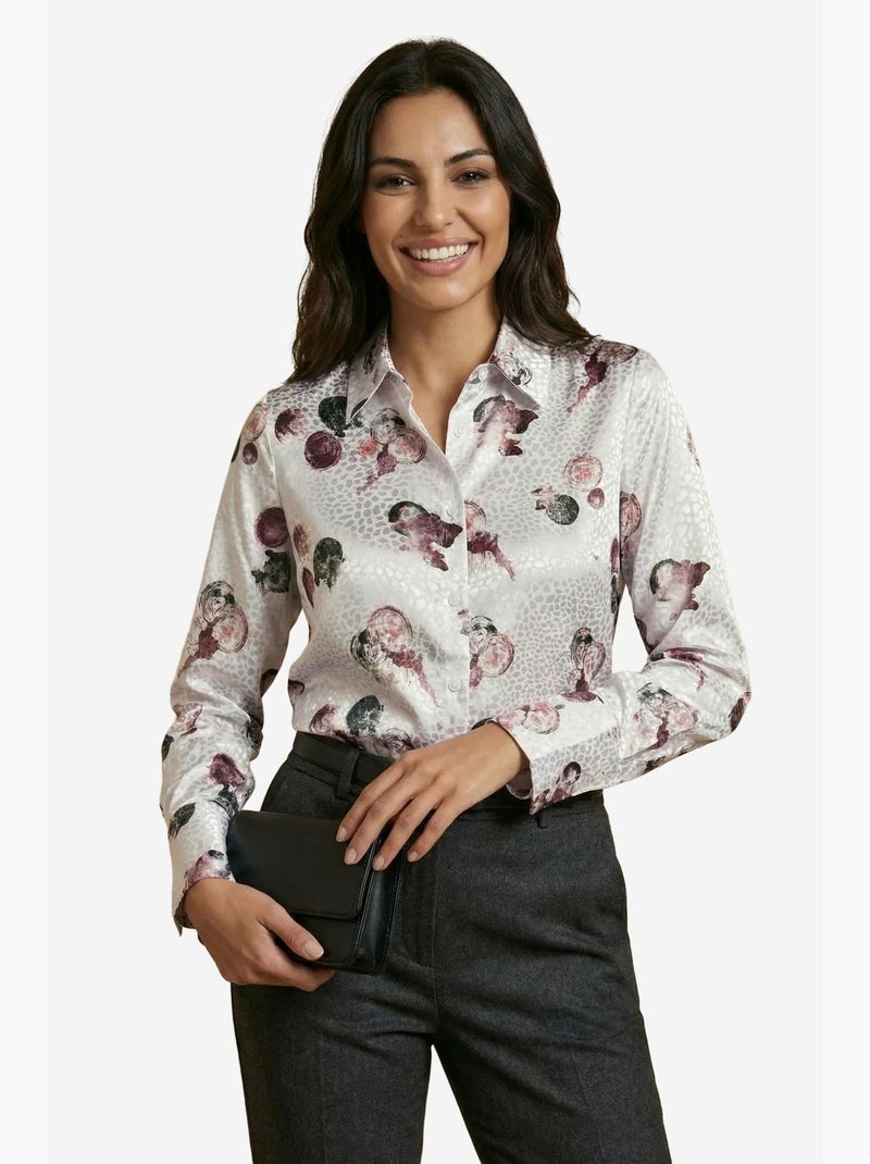 Camisa texturada com estampado abstrato e fecho de botões my fashion Branco - Kiabi