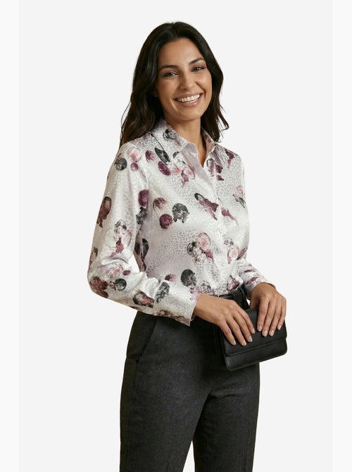 Camisa texturada com estampado abstrato e fecho de botões my fashion - Kiabi