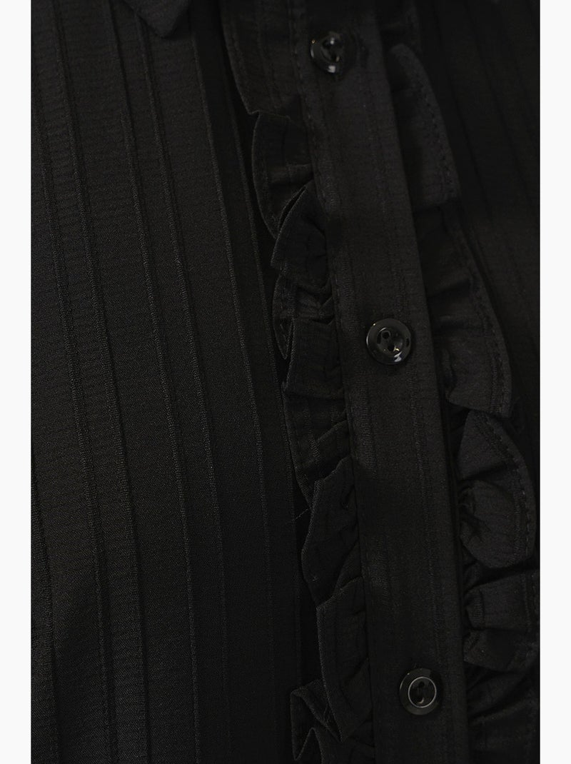 Camisa texturizada com detalhes de folhos bdart Preto - Kiabi