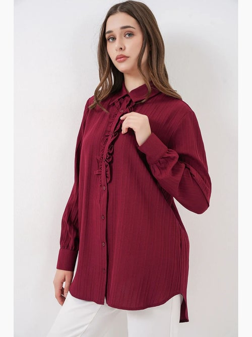 Camisa texturizada com detalhes de folhos bdart - Kiabi Camisa texturizada com detalhes de folhos bdart - Kiabi