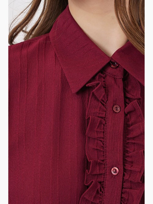 Camisa texturizada com detalhes de folhos bdart - Kiabi Camisa texturizada com detalhes de folhos bdart - Kiabi