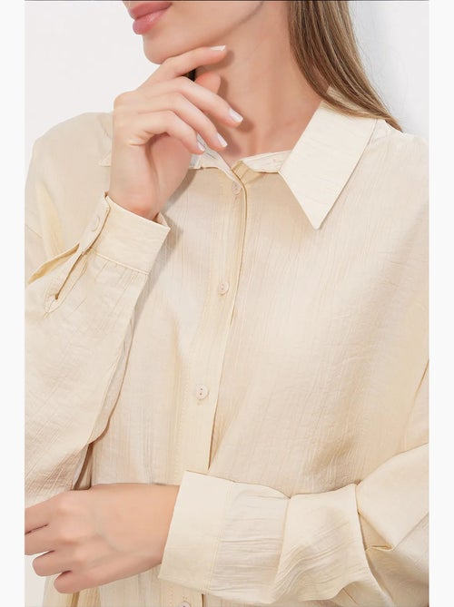 Camisa texturizada de botões com manga comprida bdart - Kiabi Camisa texturizada de botões com manga comprida bdart - Kiabi