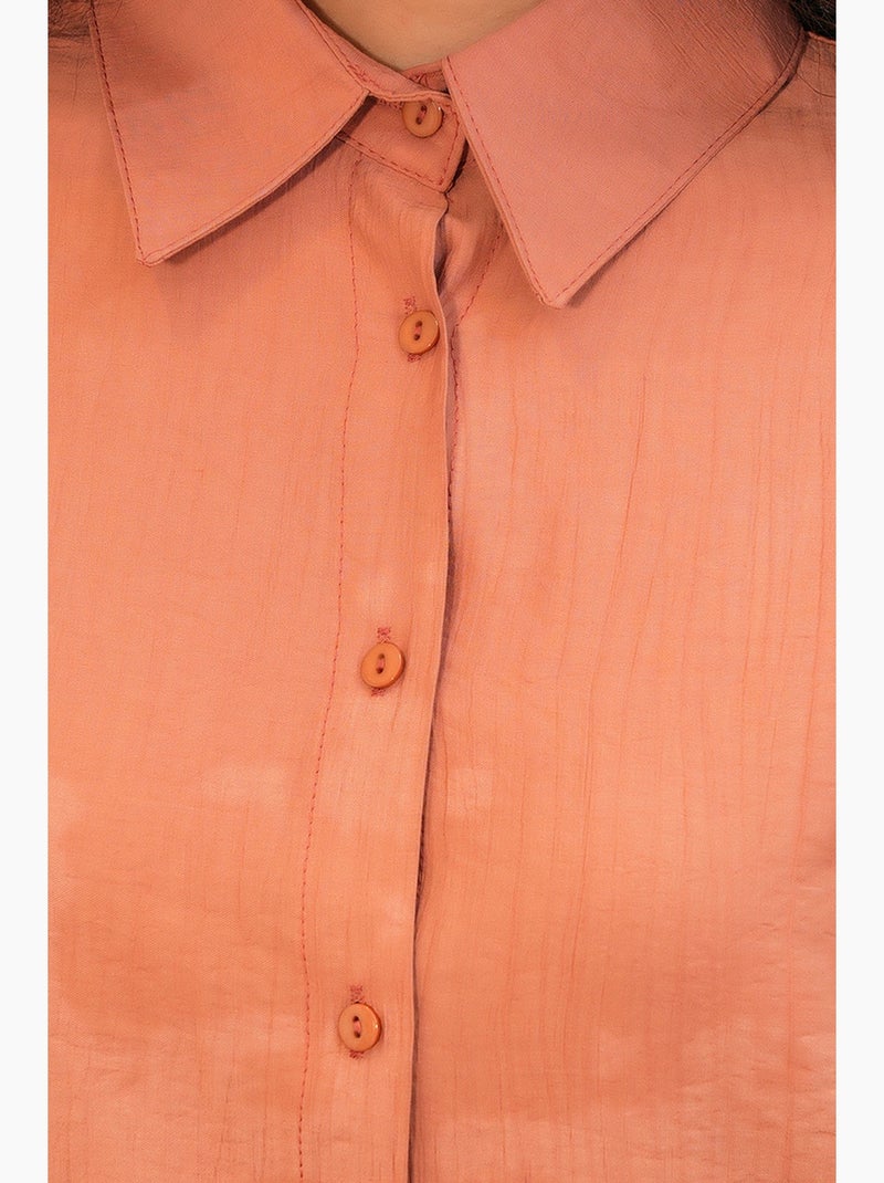 Camisa texturizada de botões com manga comprida bdart Laranja-claro - Kiabi