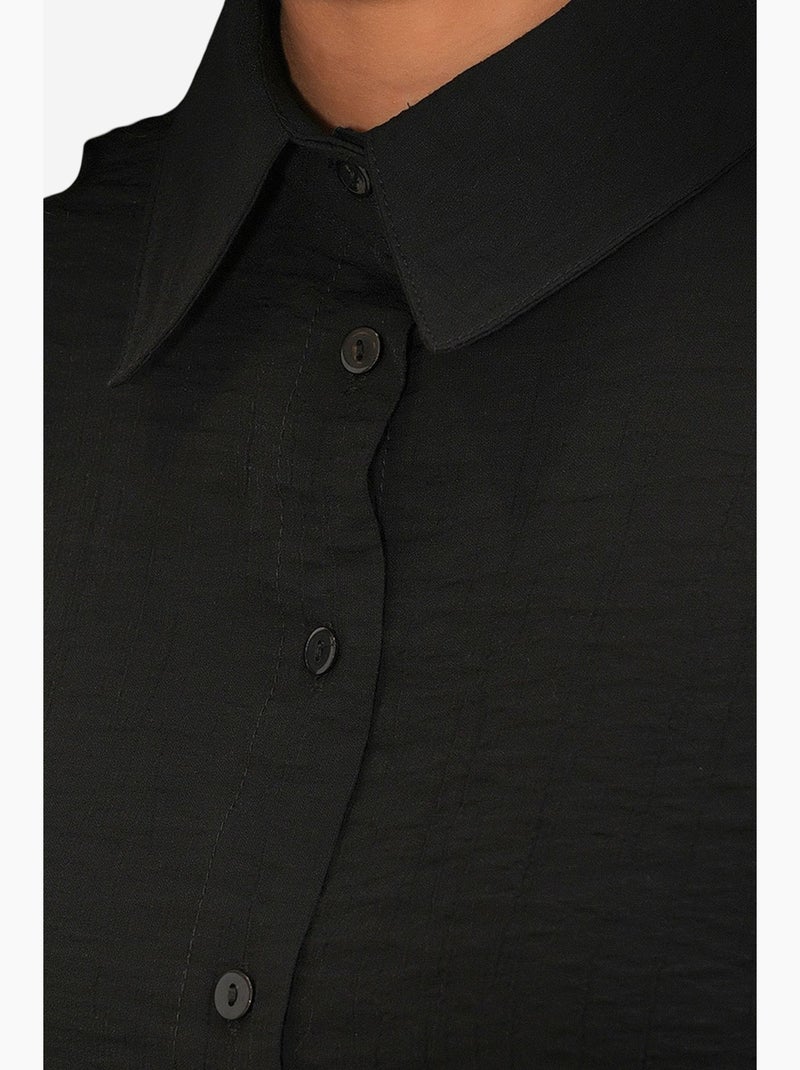 Camisa texturizada de botões com manga comprida bdart Preto - Kiabi