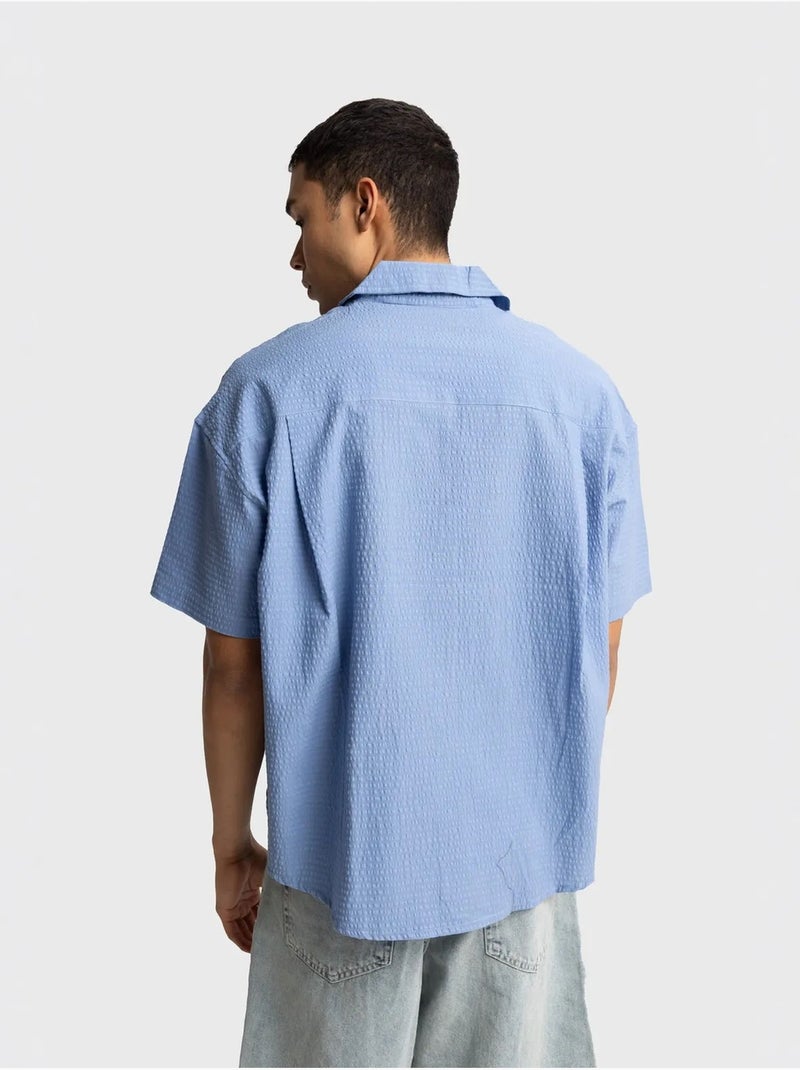 Camisa texturizada de manga curta giesto Azul claro - Kiabi