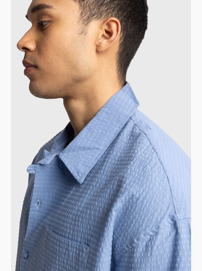 Camisa texturizada de manga curta giesto Azul claro - Kiabi