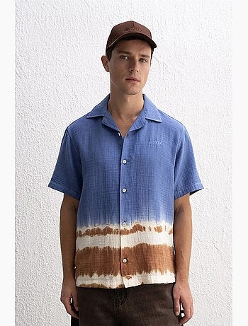 Camisa tie-dye de manga curta com botões giesto