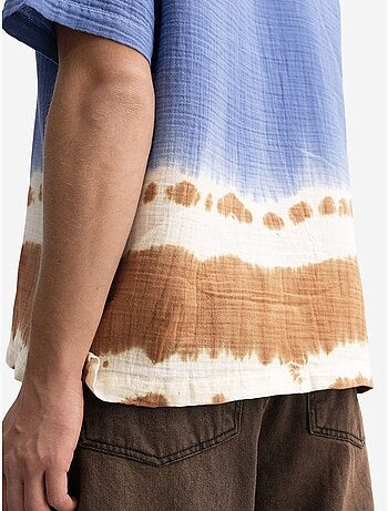 Camisa tie-dye de manga curta com botões giesto