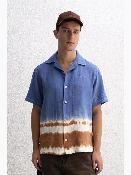 Camisa tie-dye de manga curta com botões giesto - Kiabi