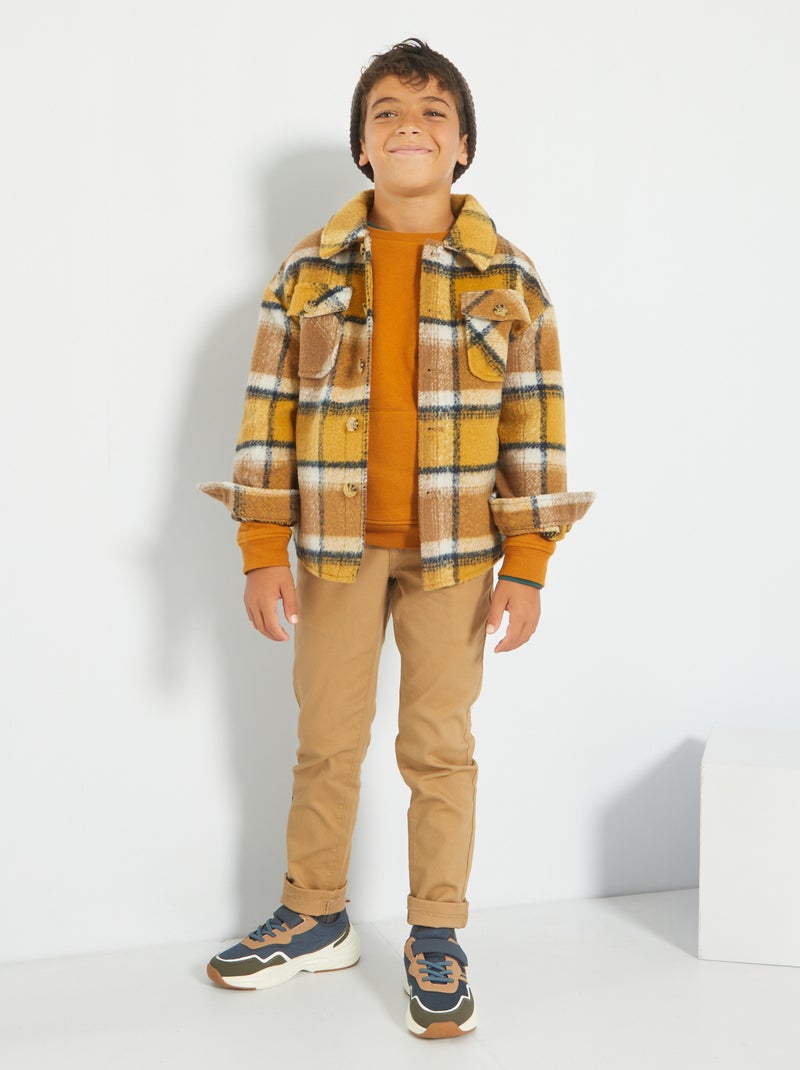 Camisa tipo casaco aos quadrados AMARELO - Kiabi