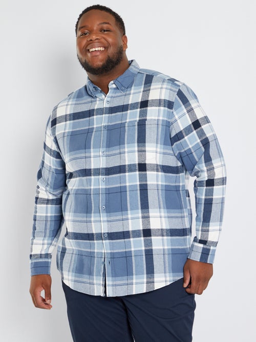 Camisa tipo casaco aos quadrados em flanela - Kiabi