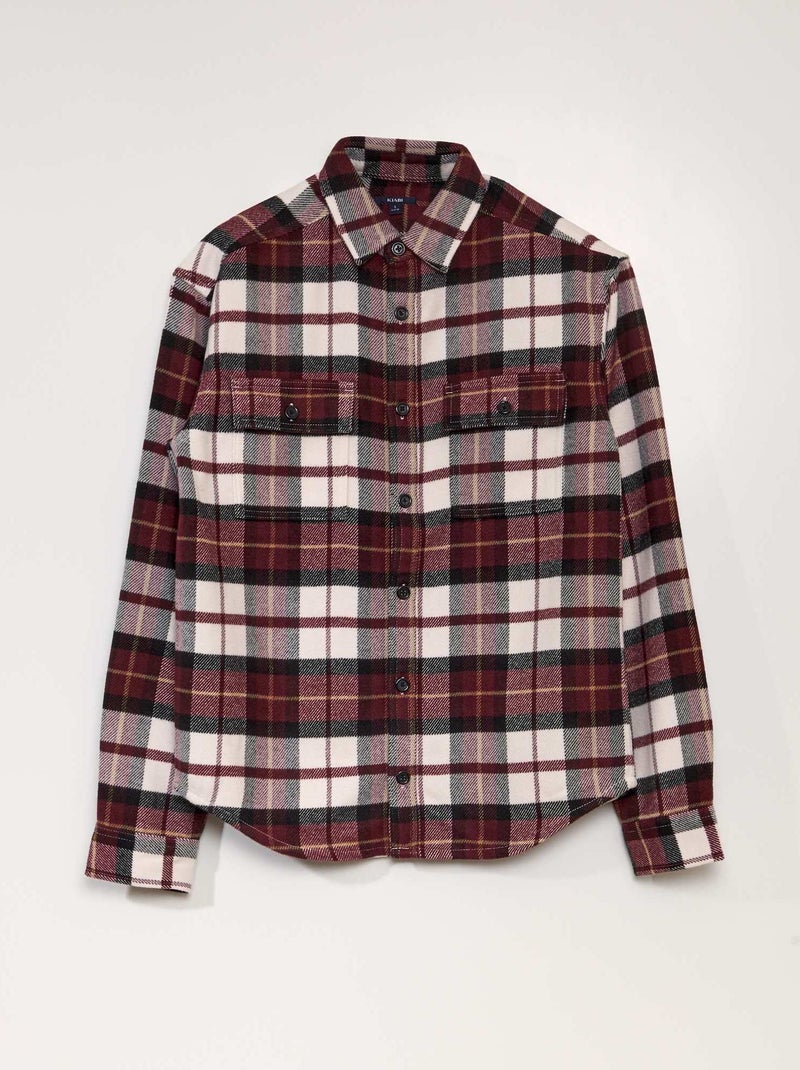 Camisa tipo casaco aos quadrados em flanela VERMELHO - Kiabi