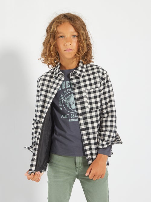 Camisa tipo casaco aos quadrados - Kiabi