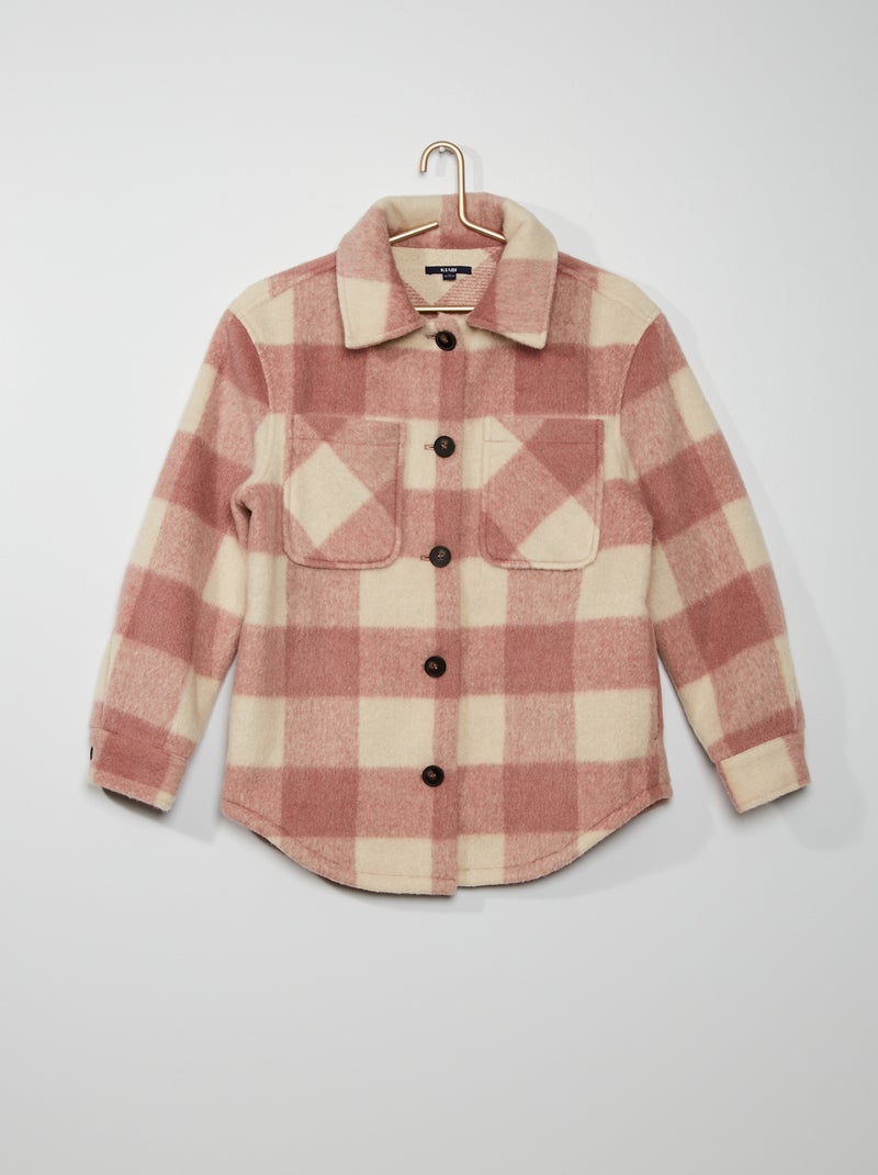 Camisa tipo casaco aos quadrados ROSA - Kiabi
