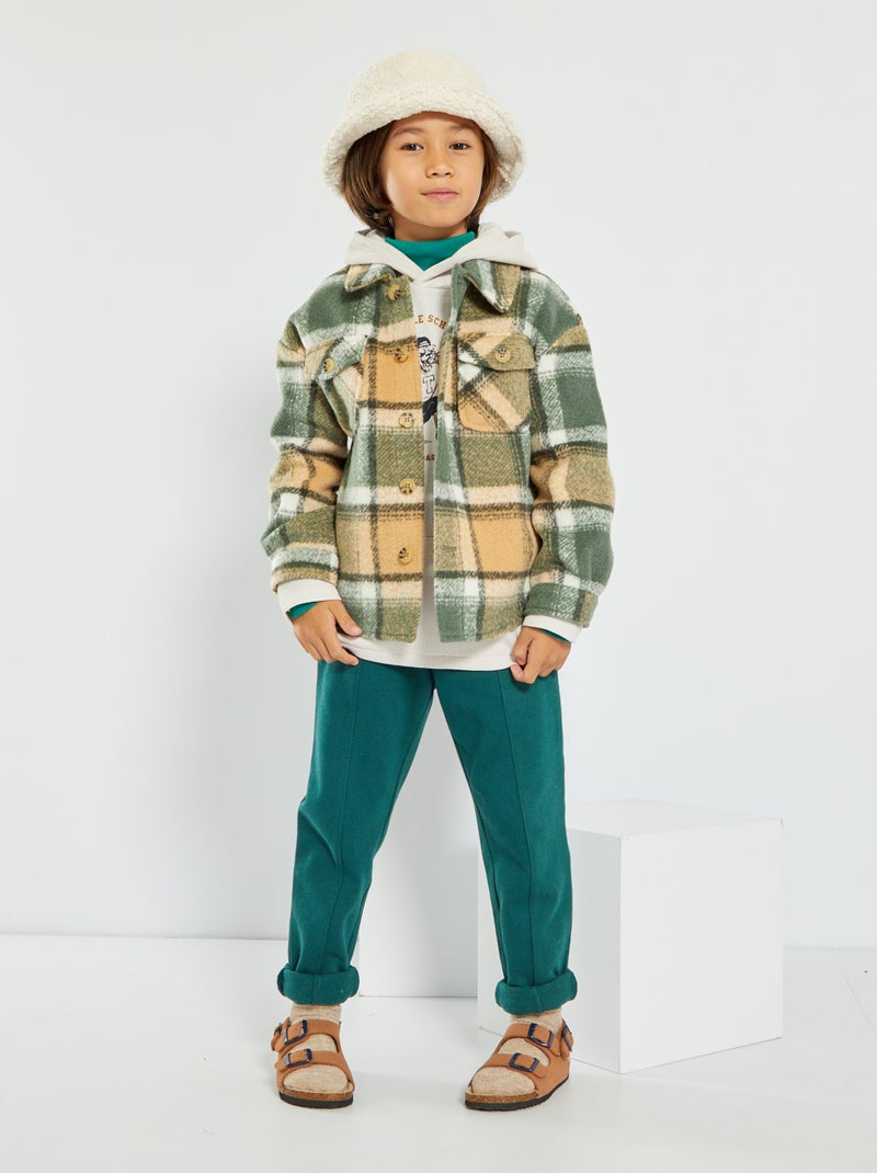 Camisa tipo casaco aos quadrados VERDE - Kiabi