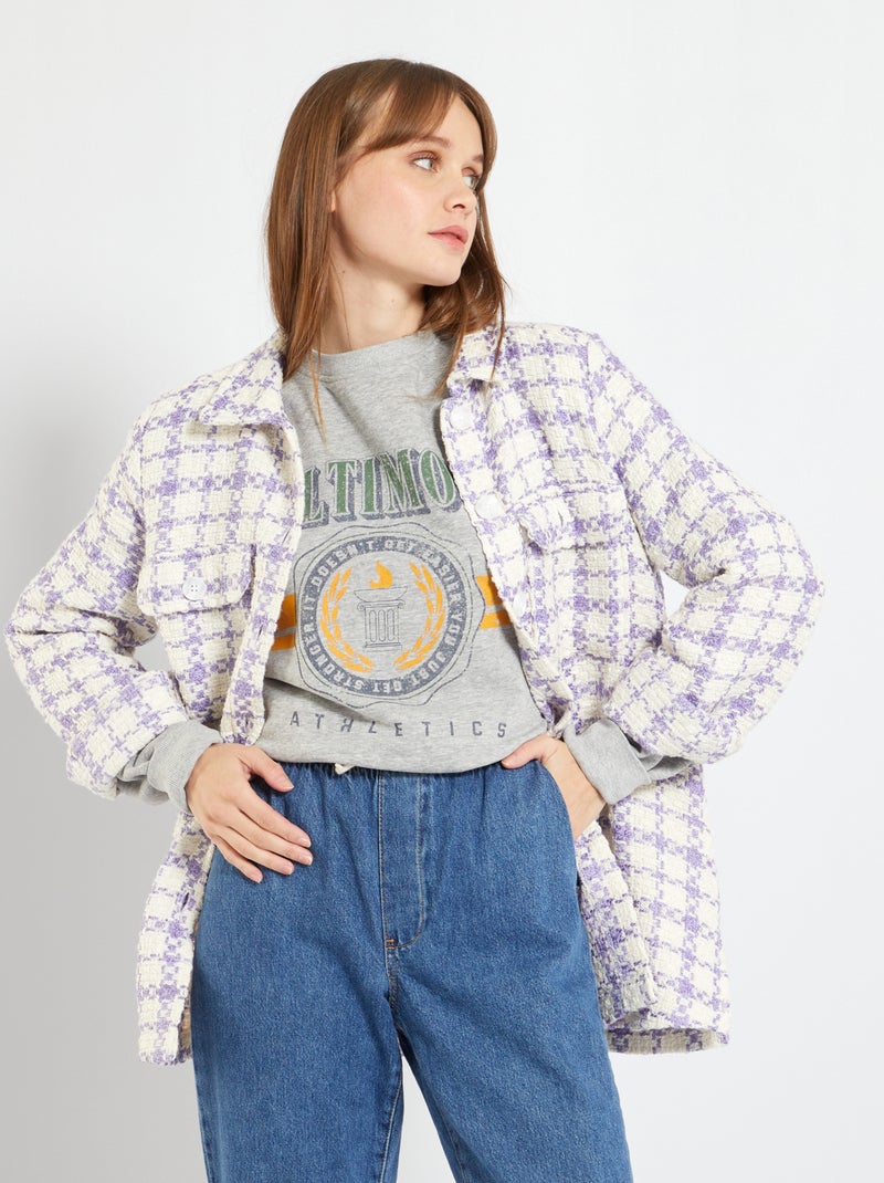 Camisa tipo casaco com botões brancos VIOLETA - Kiabi