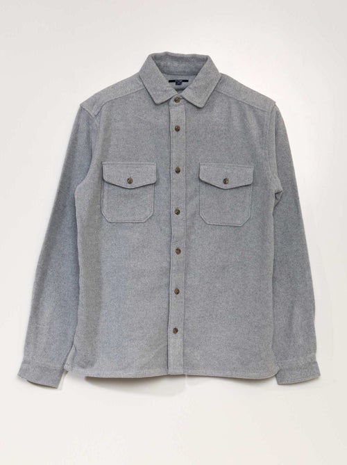 Camisa tipo casaco de corte direito em flanela - Kiabi