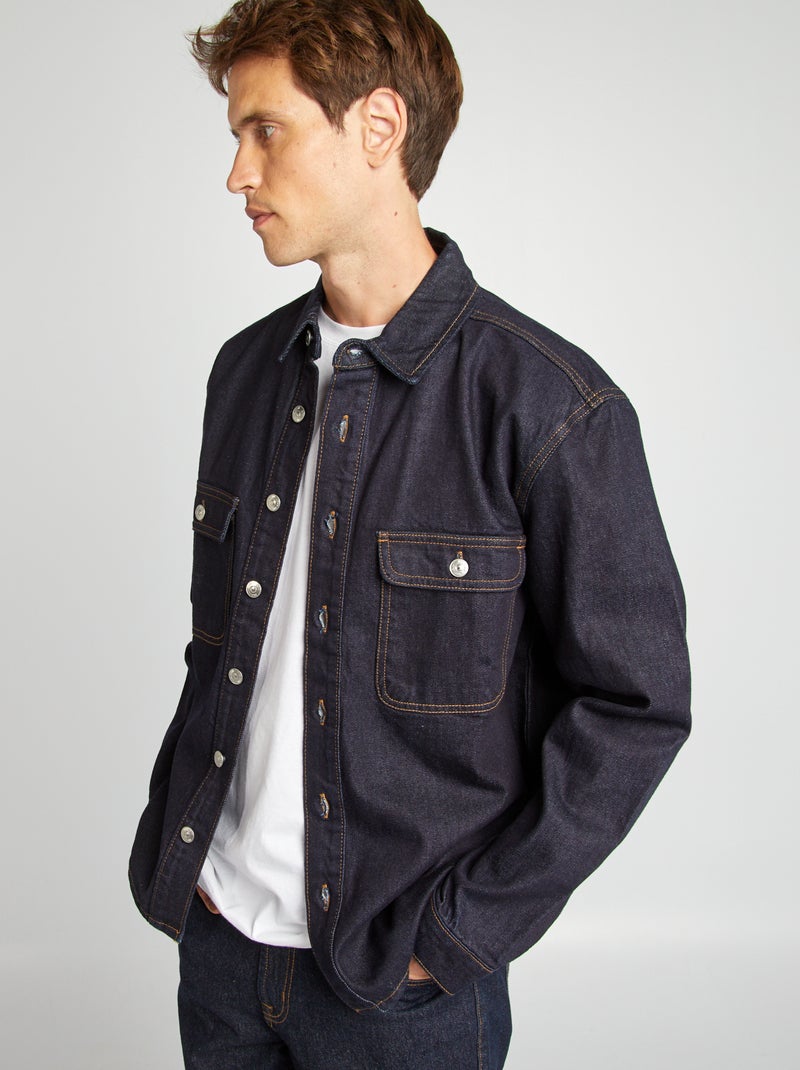 Camisa tipo casaco de ganga AZUL - Kiabi