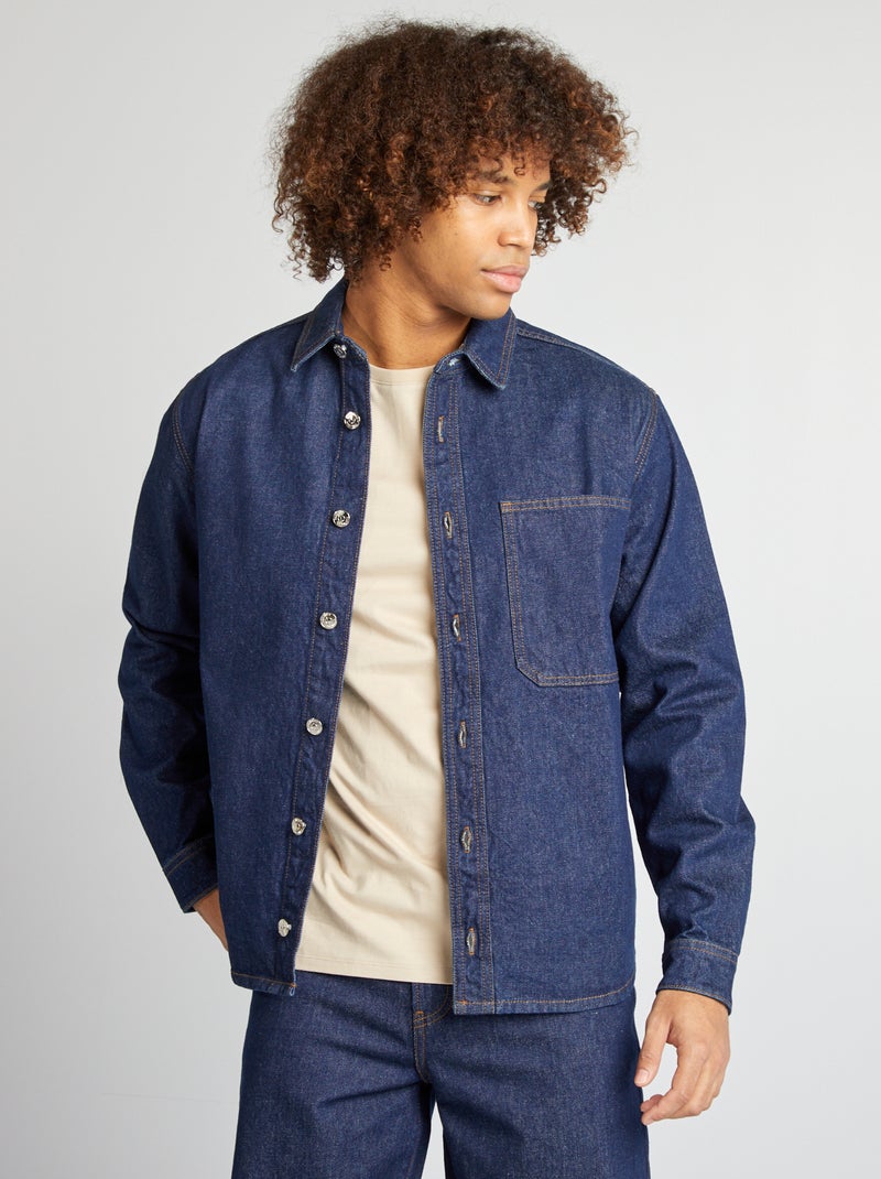 Camisa tipo casaco de ganga AZUL - Kiabi