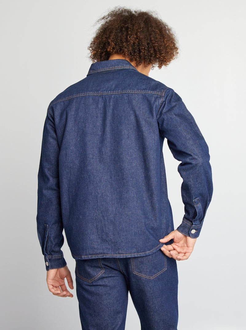 Camisa tipo casaco de ganga AZUL - Kiabi