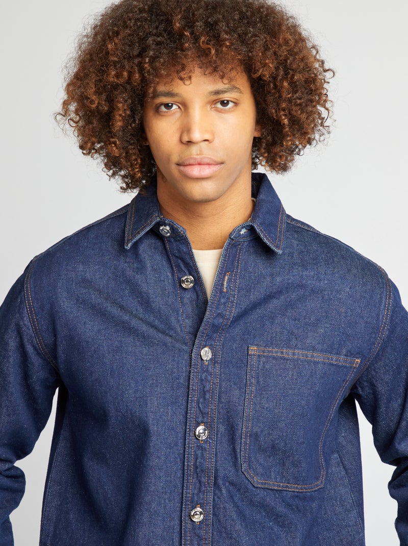Camisa tipo casaco de ganga AZUL - Kiabi