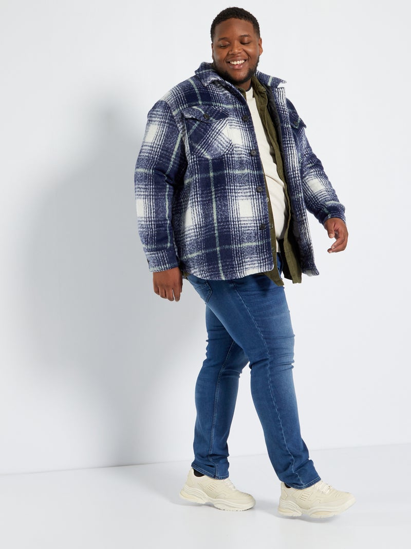 Camisa tipo casaco em lã AZUL - Kiabi