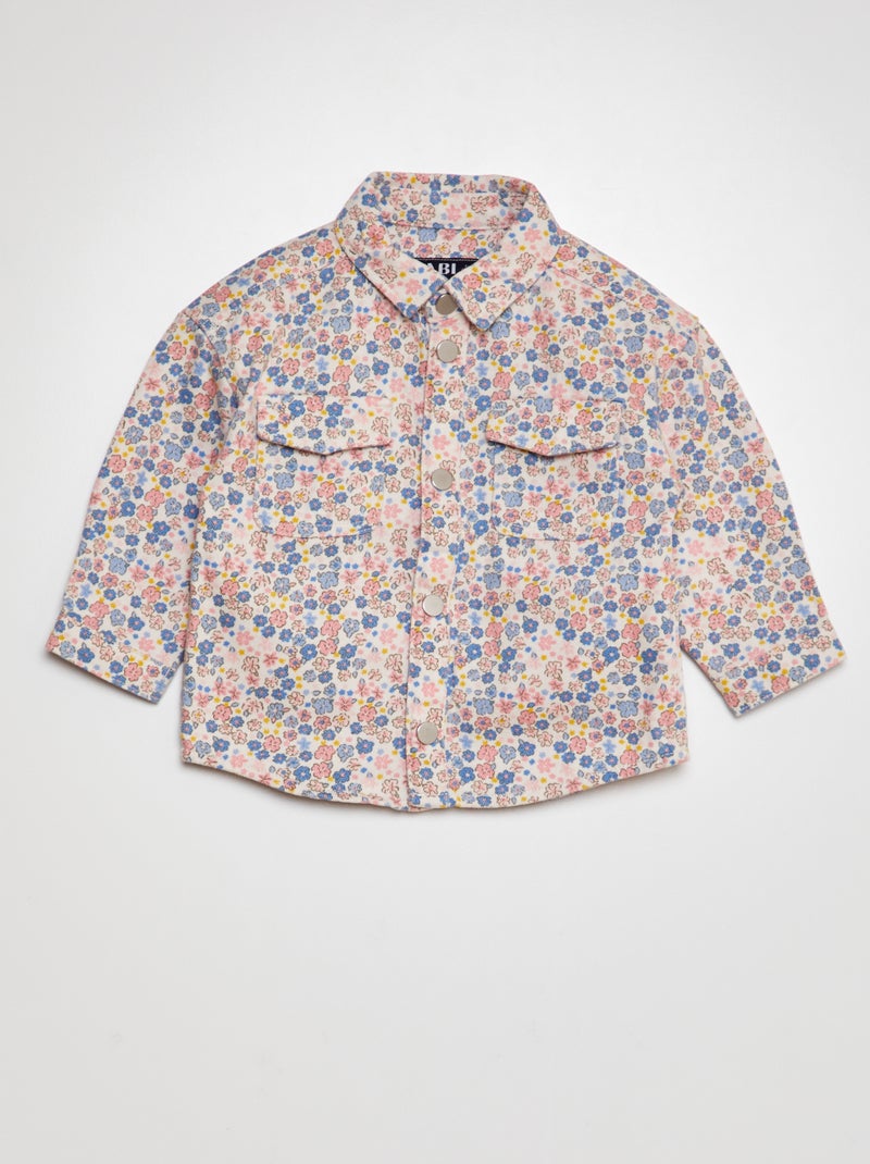 Camisa tipo casaco estampada em algodão BRANCO - Kiabi