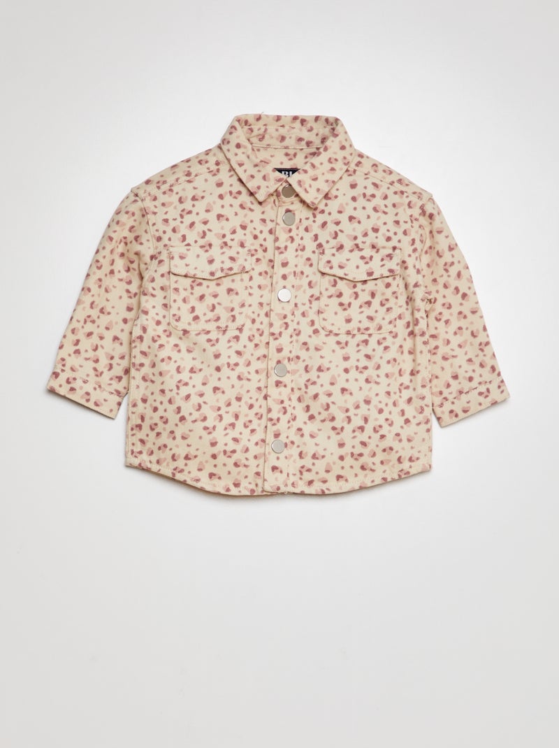 Camisa tipo casaco estampada em algodão ROSA - Kiabi