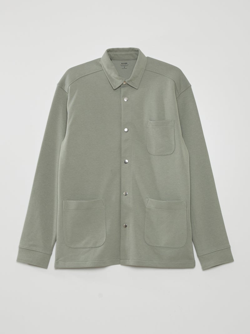 Camisa tipo casaco lisa elástica VERDE - Kiabi