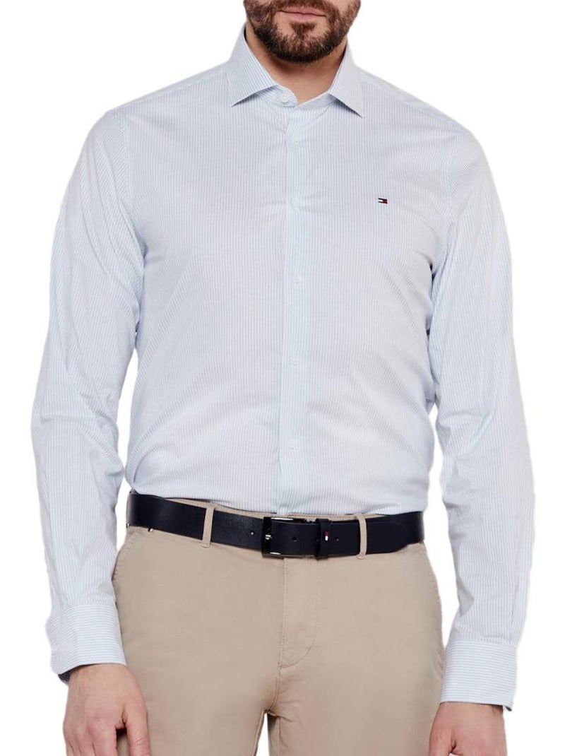 Camisa Tommy Hilfiger de Popelina Elástica Branca/Azul para Homem Azul - Kiabi